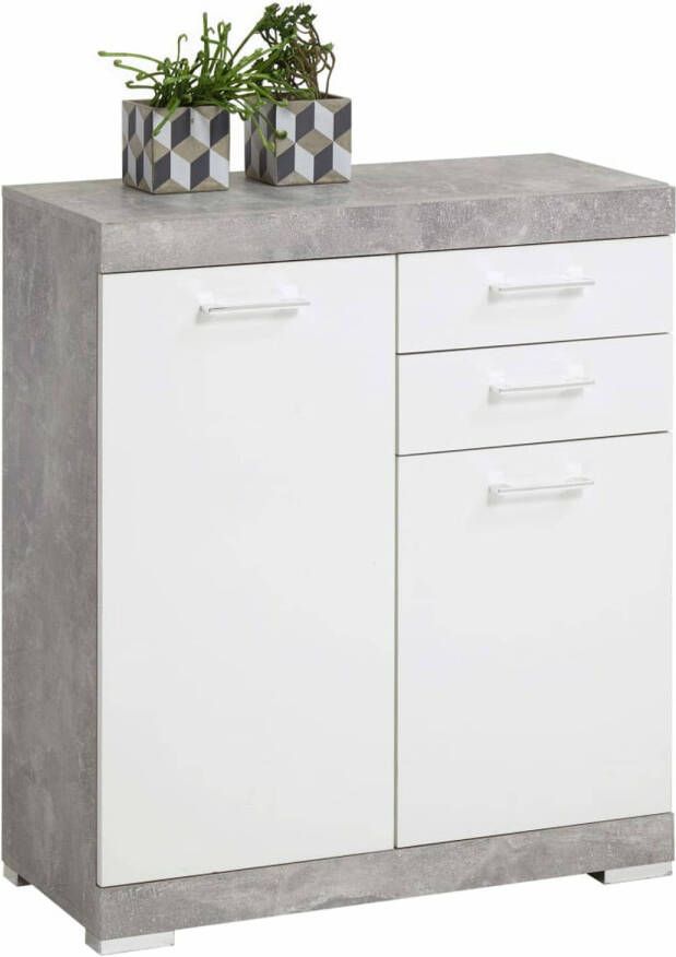 FMD Kast met 2 deuren en 2 lades 80x34 9x89 9 cm betonkleurig en wit