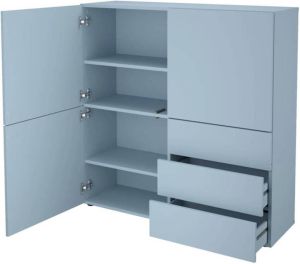 FMD Kast met 3 lades en 3 deuren 99x31 5x101 2 cm blauw