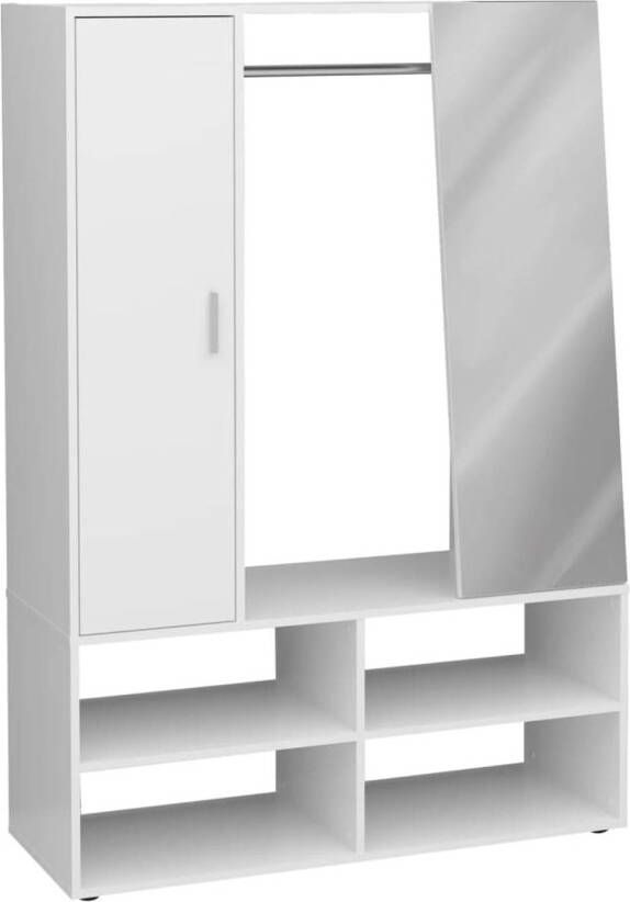 FMD -Kledingkast-met-4-vakken-en-spiegel-105x39 7x151 3-cm-wit