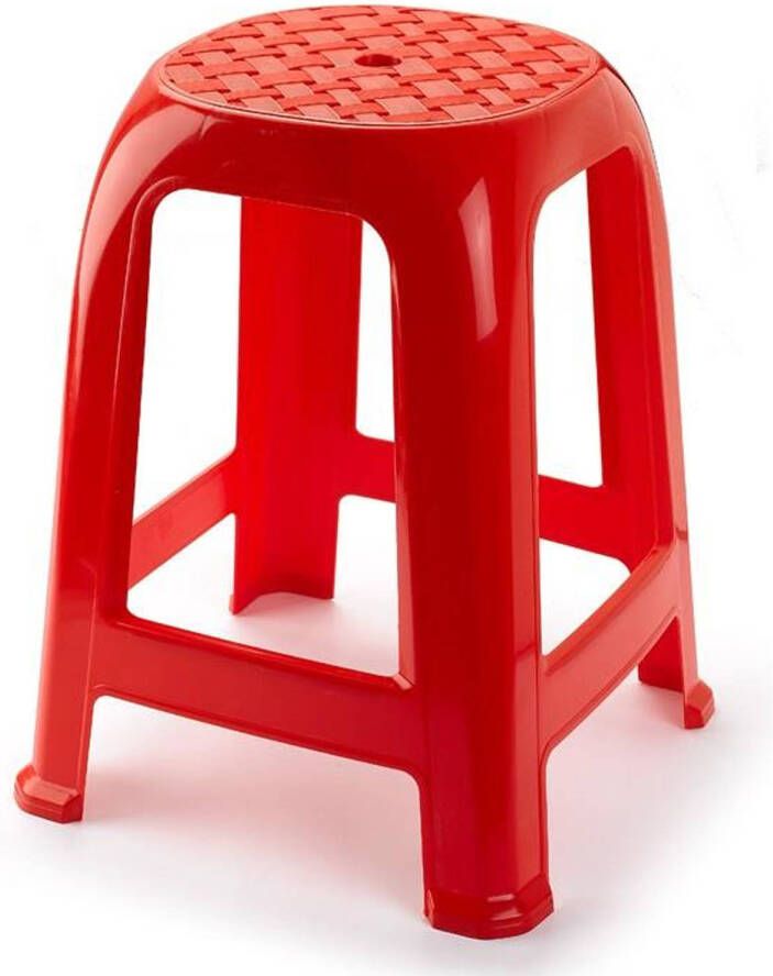 Forte Plastics PlasticForte Keukenkrukje opstapje Handy Step rood kunststof 37 x 37 x 46 cm Huishoudkrukjes