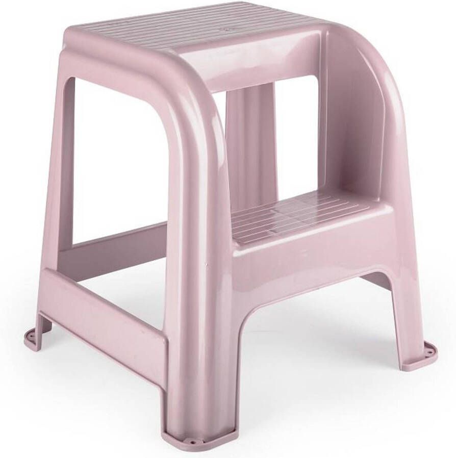 Forte Plastics PlasticForte Keukenkrukje opstapje met 2 treden roze kunststof 43 x 43 x 46 cm Huishoudkrukjes - Foto 1