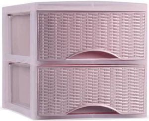 Forte Plastics Plasticforte Thuis kantoor organizer ladeblok 25 x 37 x 26 cm Kunststof Roze 2 lades Ladeblok
