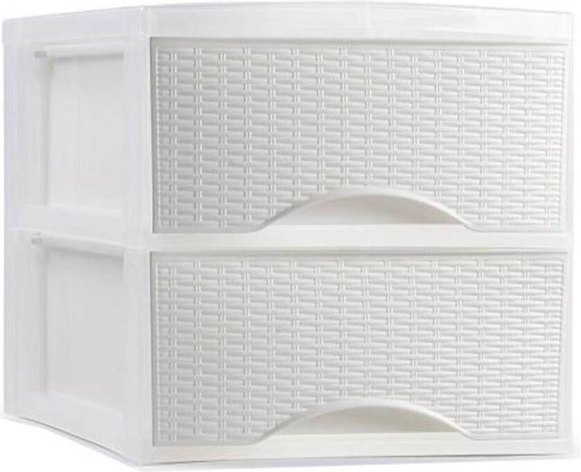 Forte Plastics Plasticforte Thuis kantoor organizer ladeblok 25 x 37 x 26 cm Kunststof Wit 2 lades Ladeblok