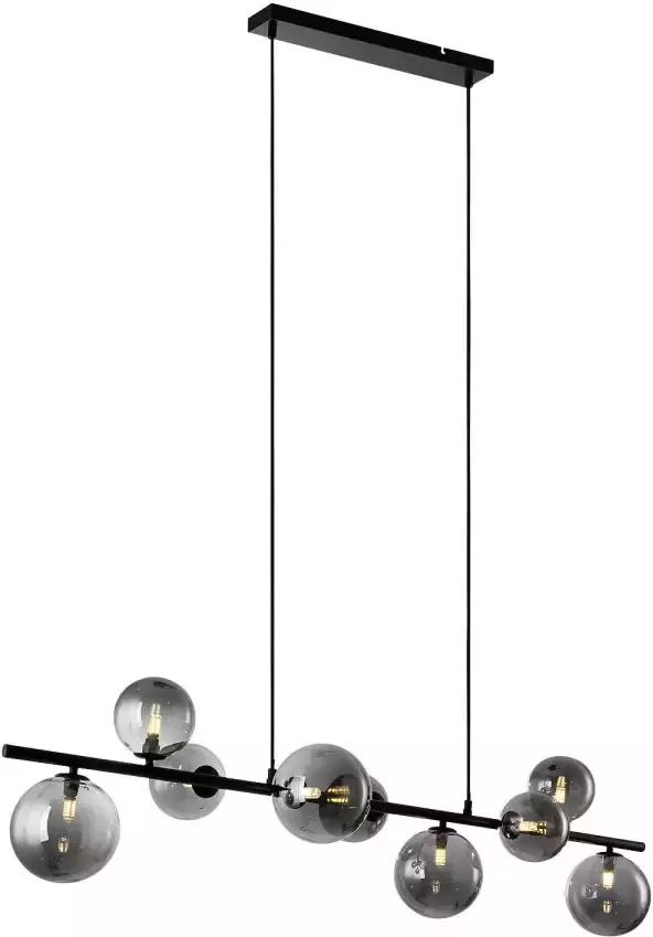 Freelight Hanglamp Calcio 9 lichts L 125 cm excl. 9x G9 LED rook glas zwart
