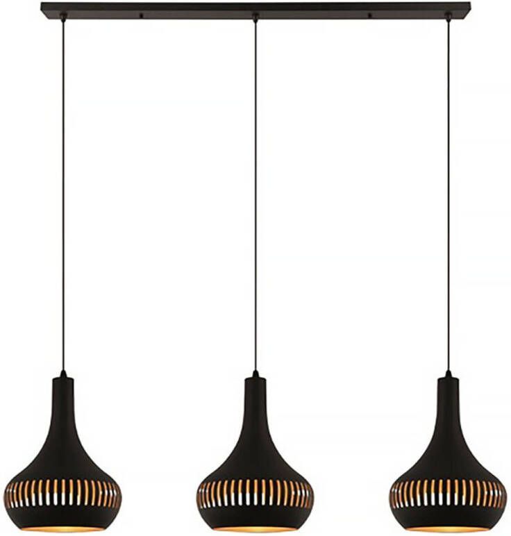 Freelight Hanglamp Canna 3 lichts L 120 cm Ø 25 cm zwart goud - Foto 1