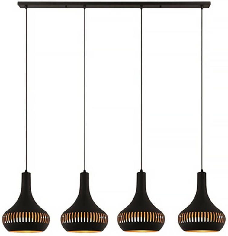 Freelight Hanglamp Canna 4 lichts L 130 cm Ø 25 cm zwart goud - Foto 1