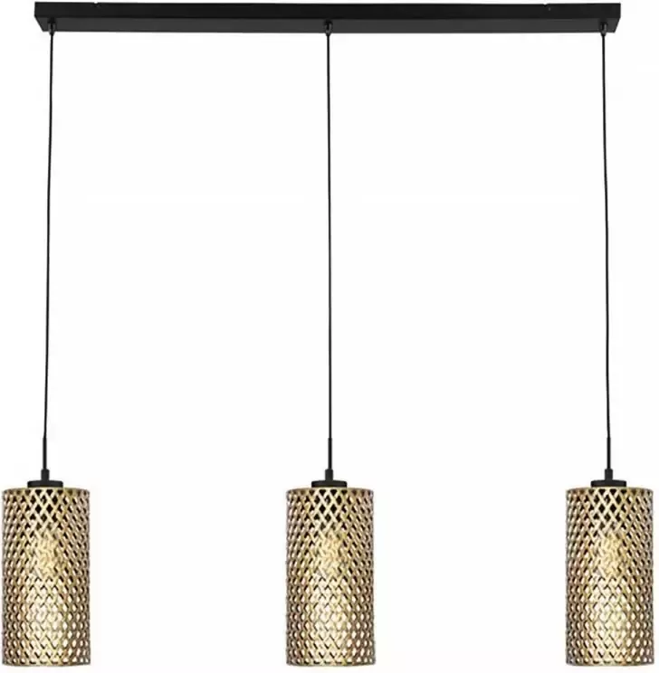 Freelight Hanglamp Cestino 3 lichts L 100 cm zwart goud