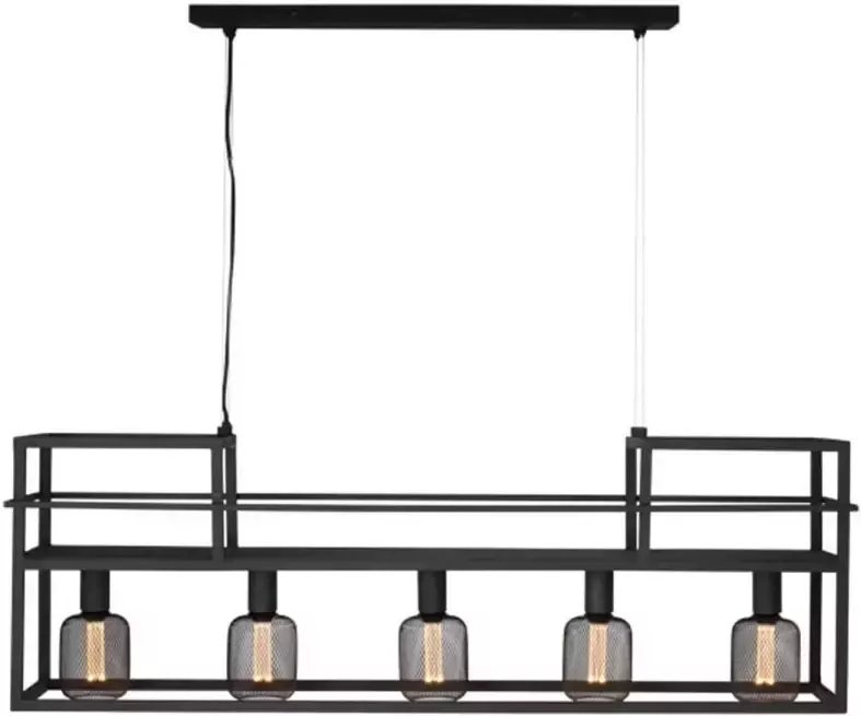 Freelight Hanglamp Culinara 5 lichts met rek L 120 cm zwart