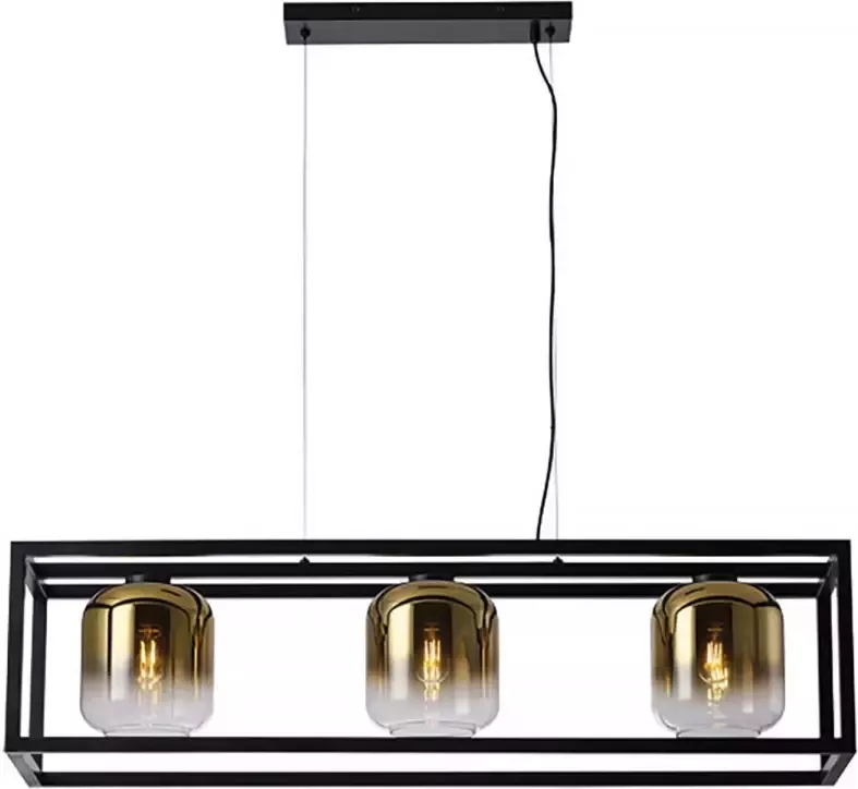 Freelight Hanglamp Dentro 3 lichts L 110 cm goud glas zwart - Foto 1