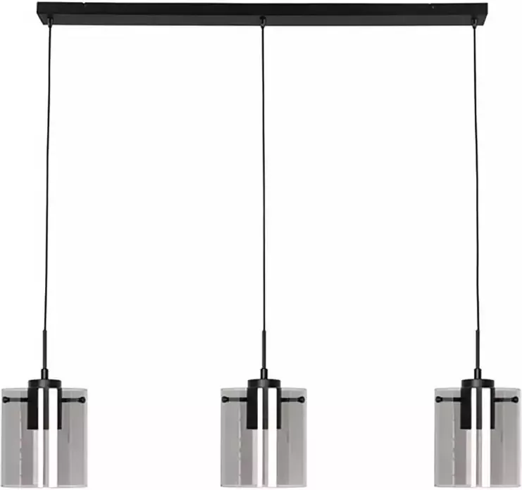 Freelight Interno Hanglamp Zwart & Smoke Glas 3 Lichts