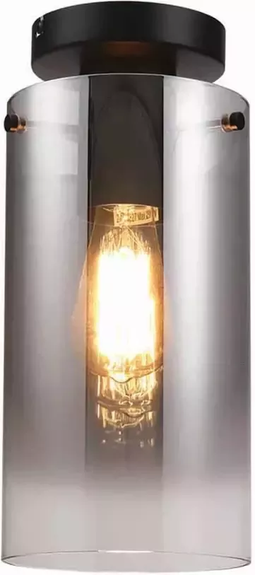 Freelight Plafondlamp Ventotto H 33 cm Ø 15 cm rook glas zwart