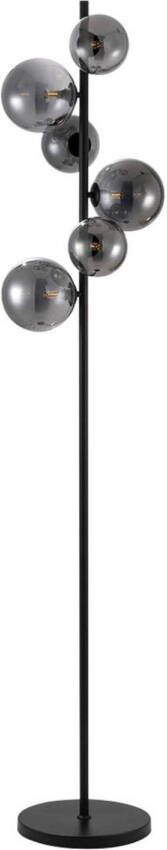 Freelight Vloerlamp Calcio 6 lichts H 170 cm excl. 6x G9 LED rook glas zwart