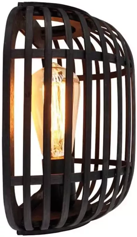 Freelight Wandlamp Treccia Rotan H 26 cm zwart