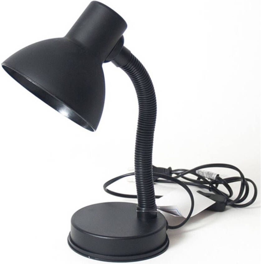 Gerimport Bureaulamp zwart 16 x 12 x 30 cm flexibele lamp verlichting Bureaulampen