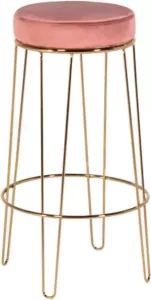 Giga Meubel Barkruk Velvet Roze Ø 32cm Zithoogte 75cm Gouden Onderstel Barkruk Britt Luxe