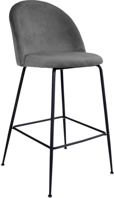House Nordic Lausanne Bar Chair Bar chair in grey velvet with black legs HN1213
