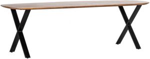 Giga Meubel Eettafel Deens Ovaal 200cm Mangohout & Metaal Bruine Tafel Gordon