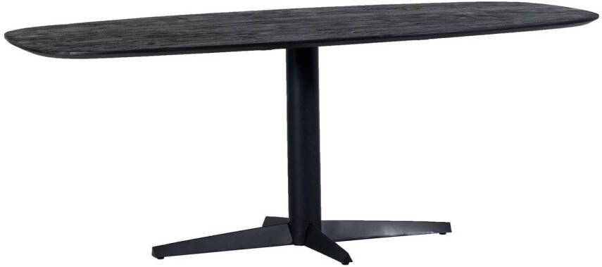 Giga Meubel Eettafel Zwart Ovaal Mangohout & Metaal 240x100x76cm Tafel Raoul Zwart Deens Ovaal