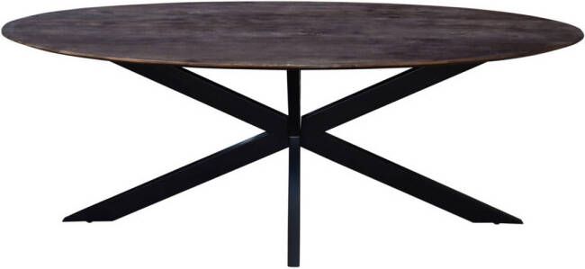Giga Meubel Eettafel Bruin Mangohout Ovaal 160cm X-poot Tafel Ziggy
