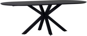 Giga Meubel Eettafel Ovaal Zwart 160cm MDF Metaal Eettafel Dean