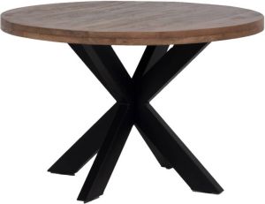 Giga Meubel Eettafel Rond Mangohout 130cm Matrix-poot Tafel Barn
