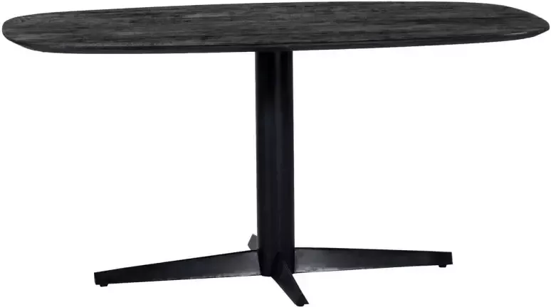 Giga Meubel Eettafel Zwart 160cm Deens Ovaal Mangohout Tafel Raoul