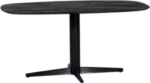Giga Meubel Eettafel Ovaal Zwart 160cm Mangohout & Metaal Tafel Raoul Deens Ovaal