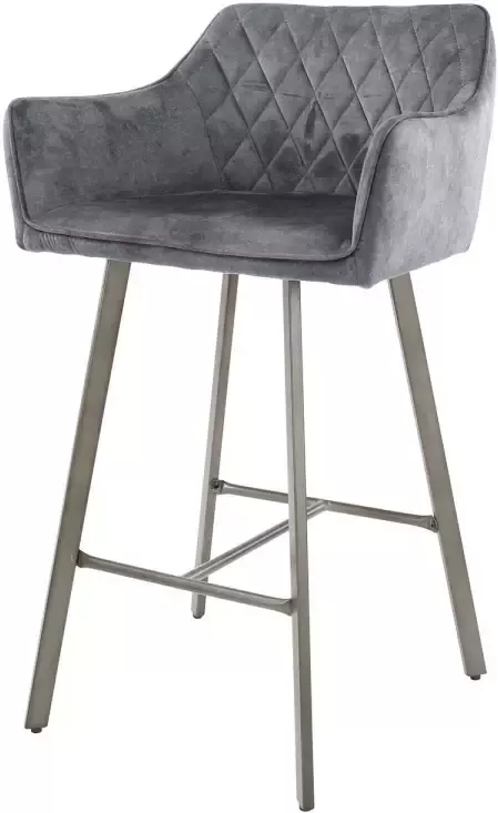 Giga Meubel Gm Barstoel Velvet Grijs Met Armleuning Zithoogte 66cm