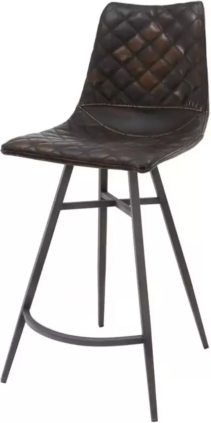Giga Meubel Gm Barstoel Vintage Bruin Pu-leer Diamond Kruispoot