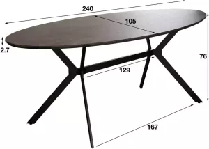Giga Meubel Eetkamertafel Betonlook Grijs Ovaal 240cm Stalen Frame