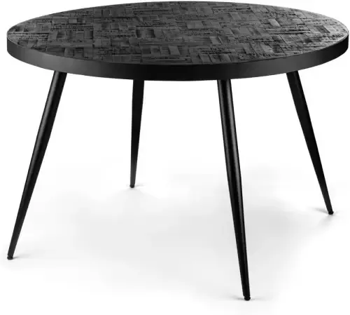 Giga Meubel Eetkamertafel Hout Visgraat Rond Zwart Ø120x76cm