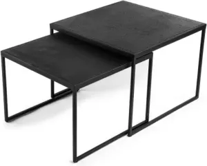 Giga Meubel Salontafel Set van 2 Vierkant Zwart U-poot Tafel Lava