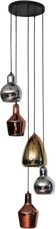 Giga Meubel Hanglamp 5-Lichts Driekleur Getrapt Mix Glas