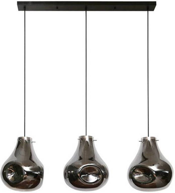 Giga Meubel Hanglamp Zwart Dent Glas- 3-Lichts 150x115x28cm