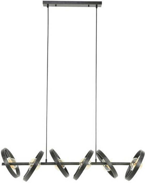 Giga Meubel Hanglamp Zwart Metaal 6-Lichts 6 kg 42x120x150cm