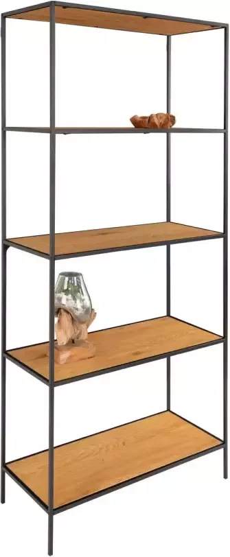 House Nordic Vita Shelf Schap met zwart frame en 5 eikenlook planken 80x36x170 cm