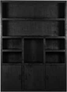 Giga Meubel Kast Hardhout Zwart 160x45x220cm Kast Xander XL