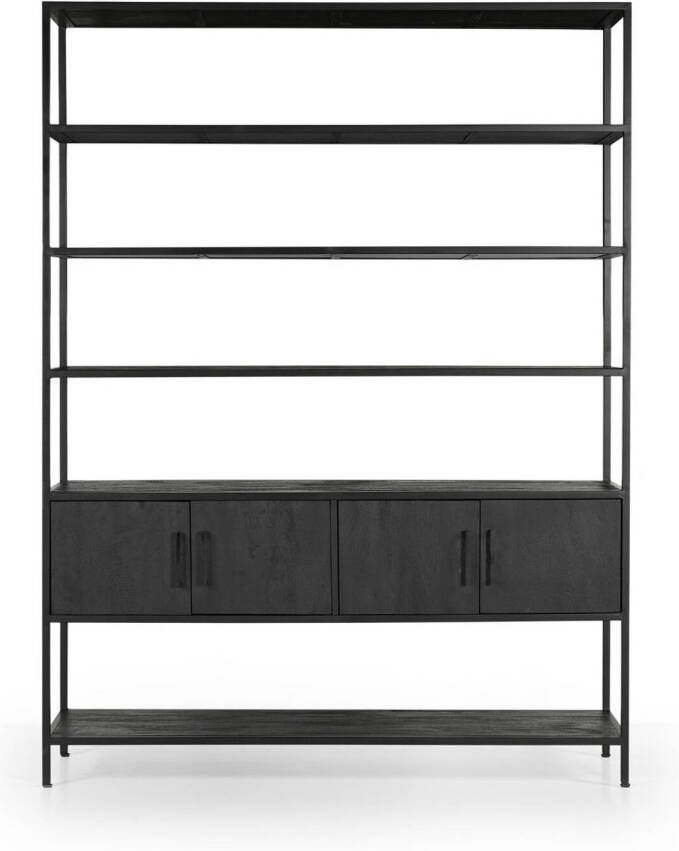 Giga Meubel Kast Zwart 150x40x200cm Industrieel Kast Melle