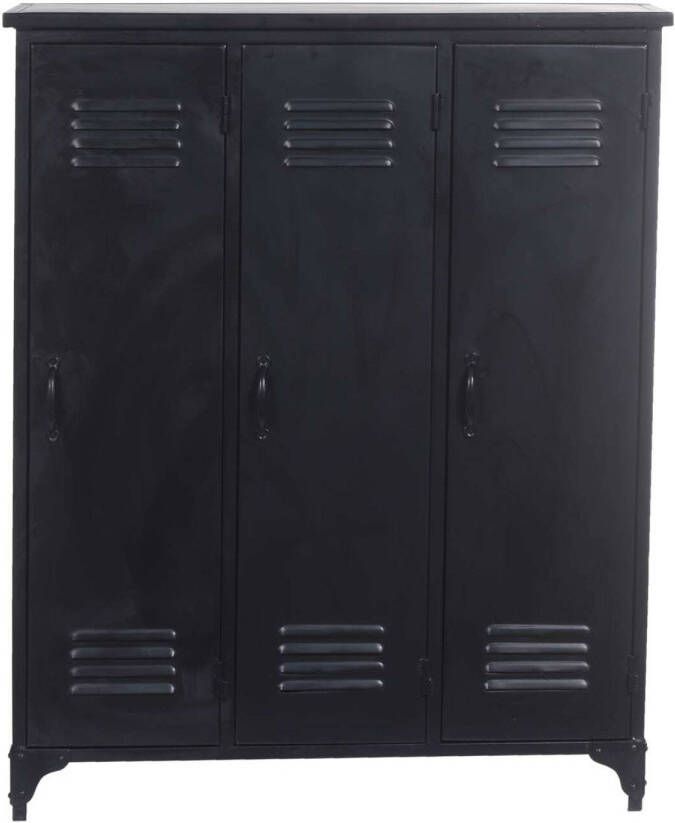 Giga Meubel Lockerkast Zwart Metaal 3-deurs 90x40x110 Sisley - Foto 1