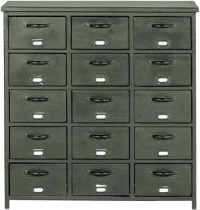 Giga Meubel Metalen ladenkast Groen 90x40x90cm 15 Ladekast Industrieel Groen