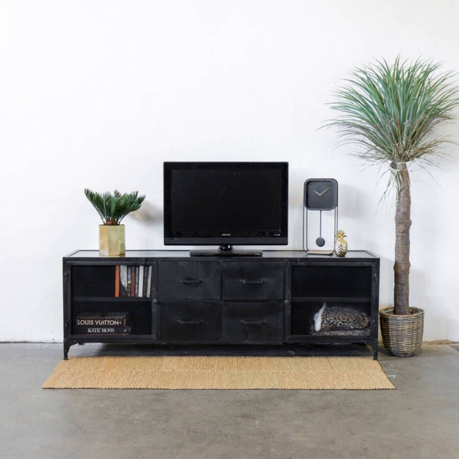 Giga Meubel TV Meubel Zwart Metaal 200x45x65cm Tv-meubel Brian 200cm