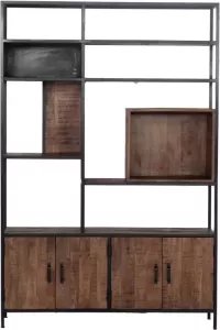 Giga Meubel Vakkenkast Mangohout Naturel 140x42x210cm Kast Cube