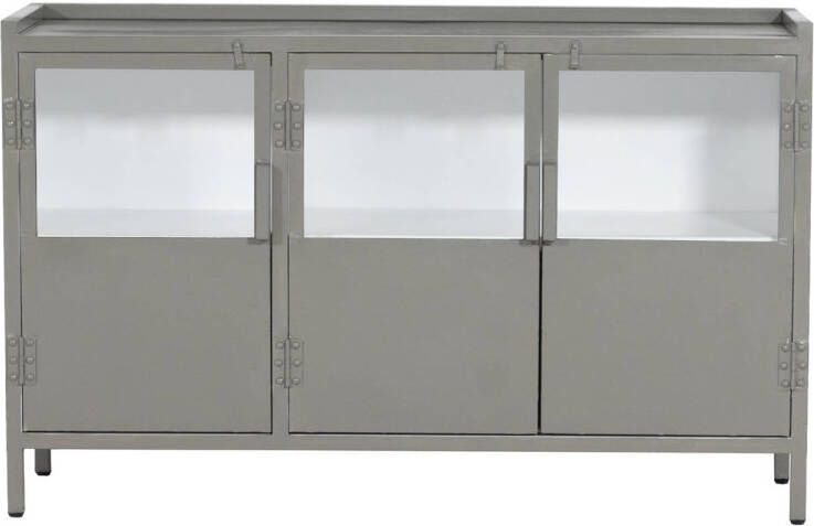 Giga Meubel Vitrinekast Stone Wit 100x43x180cm Metaal Kast Big