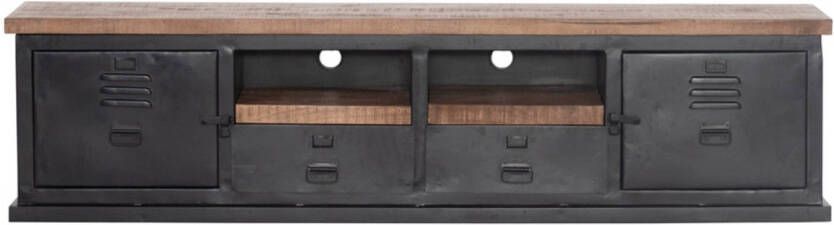 Giga Meubel Vitrinekast Zwart 130x40x220cm Metaal Kast Roan