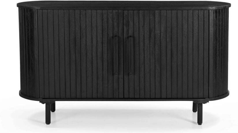 Giga Meubel Vitrinekast Zwart Mangohout 160x40x220cm Vitrinekast Rense