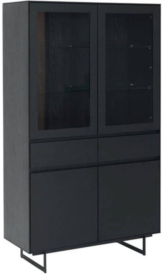 Giga Meubel Vitrinekast met Glas 190cm Zwart Incl. Ingebouwd Verlicht Kast Tokyo