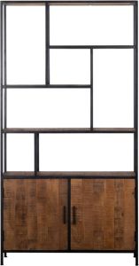 Giga Meubel Wandkast Mangohout Bruin Zwart Metalen Frame Kast Ruben