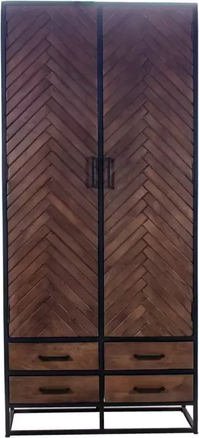 Giga Meubel Wandkast Visgraat Bruin Mangohout 90x40x200cm Isa
