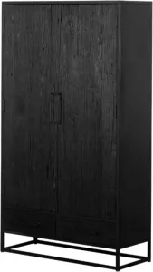 Giga Meubel Wandkast Zwart Mangohout 2-deurs Kast Pure Black