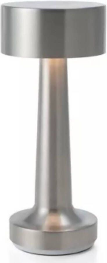 Goliving tafellamp op batterijen Oplaadbaar en dimbaar Moderne touch lamp zilver Nachtlamp draadloos - Foto 1